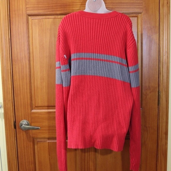 BRP Ski Doo Red & Gray Striped Long Sleeve Ribbed Pullover Sweater 2XL - Picture 6 of 11